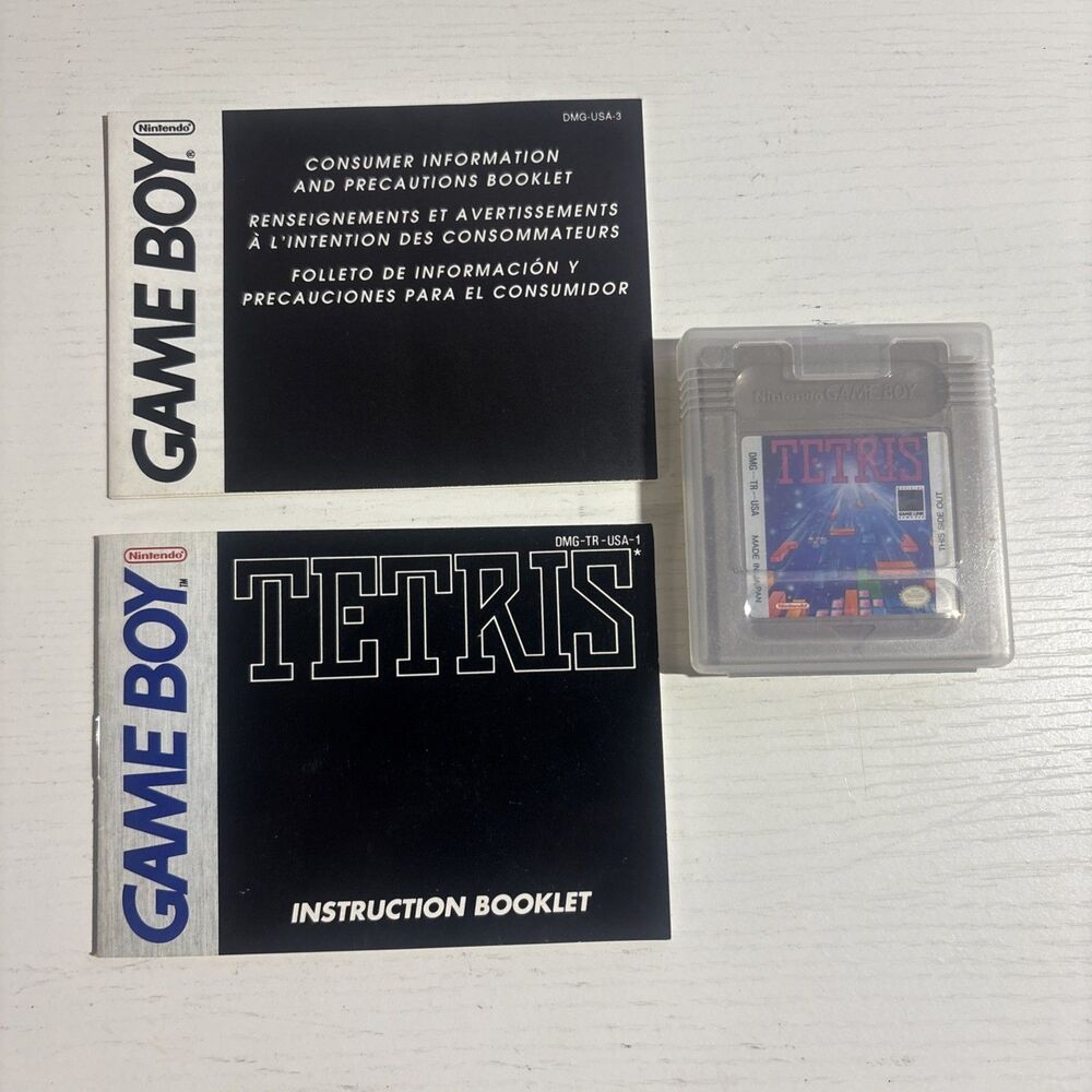 Vintage Nintendo Game Boy Tetris Game Cartridge With Original Manuals 1989
